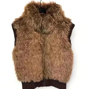 Heart-n-Crush Girl’s Brown Faux Fur Vest Size Small Cozy Collar